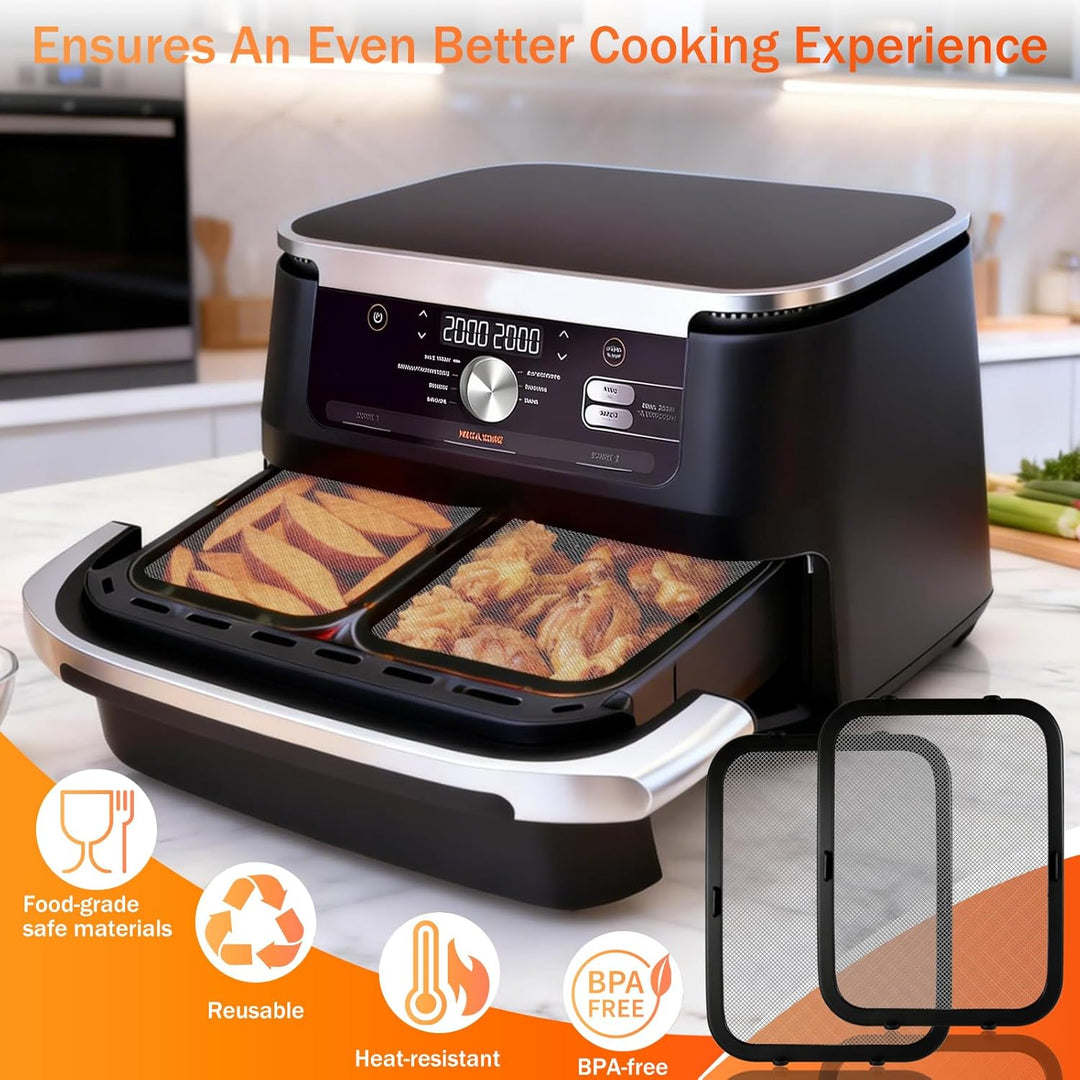 2 Stück Edelstahl Spritzschutz Heissluftfritteuse Zubehör für Ninja Foodi FlexDrawer Dual Zone AF500