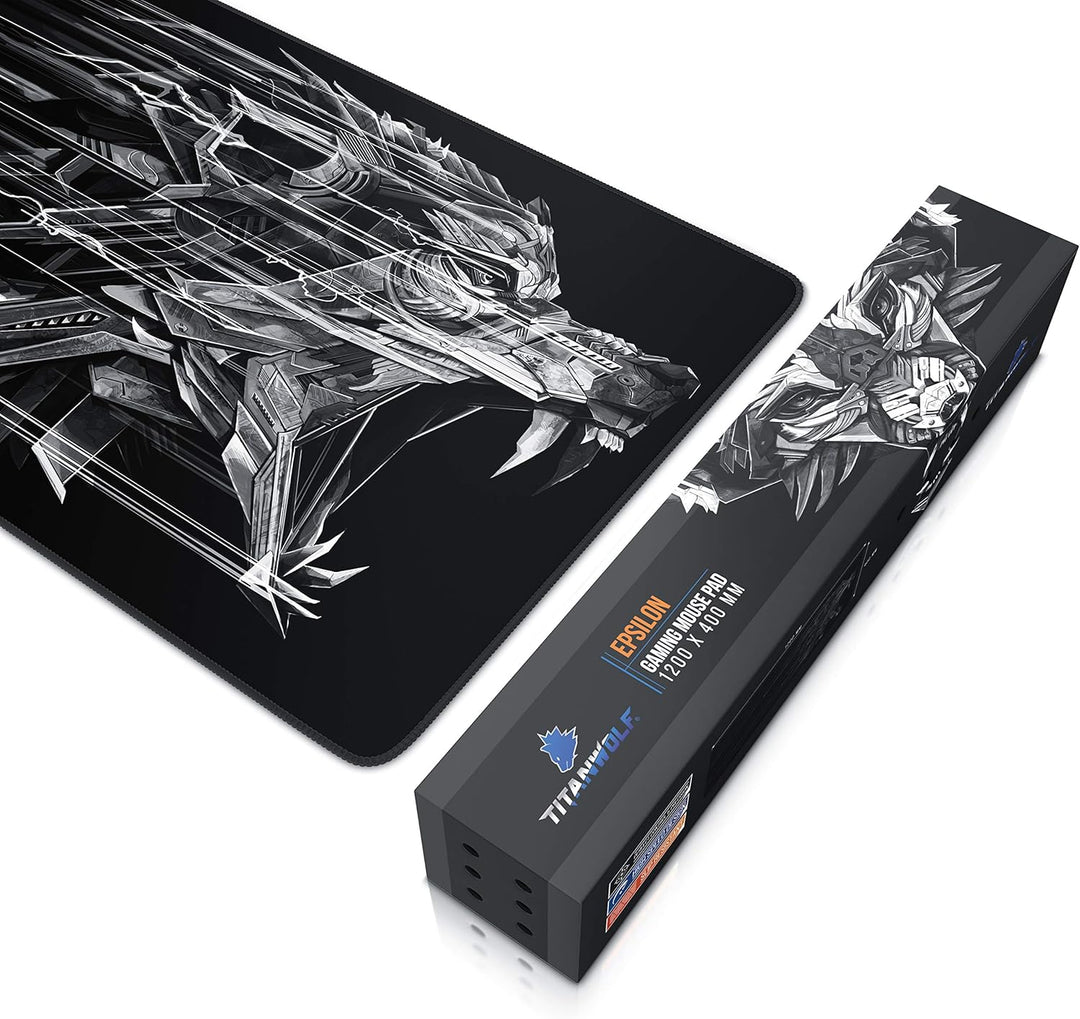 TITANWOLF - Übergrösse Mauspad Gaming Titanwolf 1200x400mm - XXXL Mousepad gross mit Motiv - Tischun