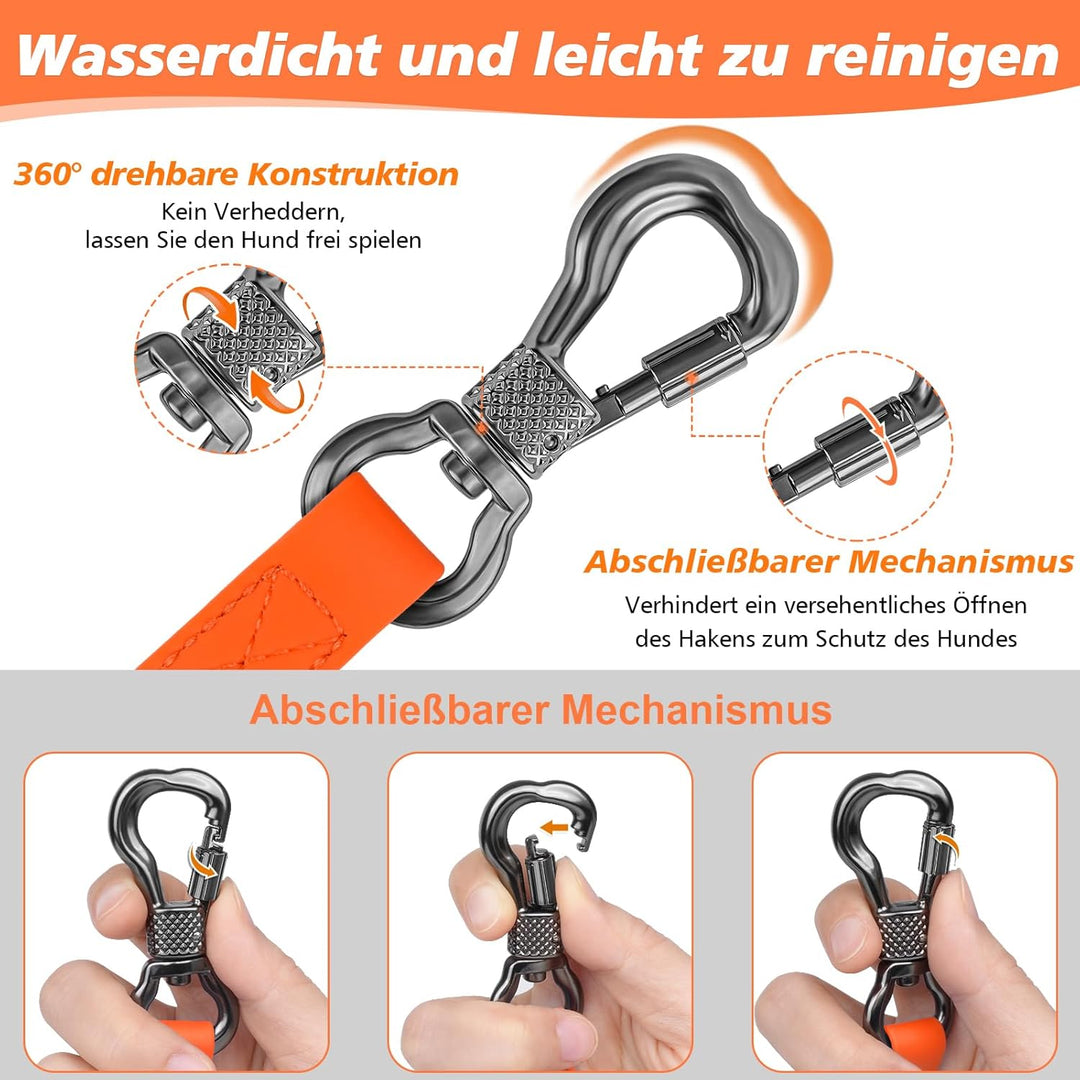 X XBEN Wasserdicht Schleppleine für Hunde, 20M Gummierte Schleppleine mit Abschliessbarer Karabine,