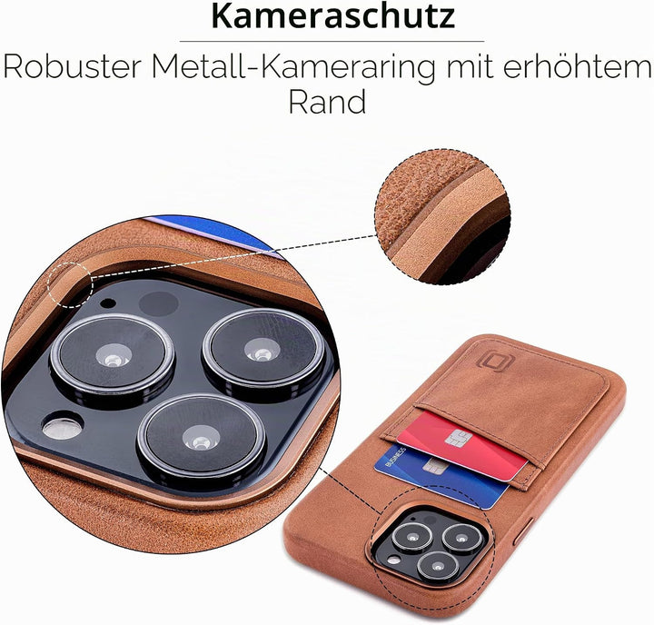 Dockem Echtleder Hülle für iPhone 13 Pro Max mit Kartenfachen und Integrierter Metallplatte zur Magn
