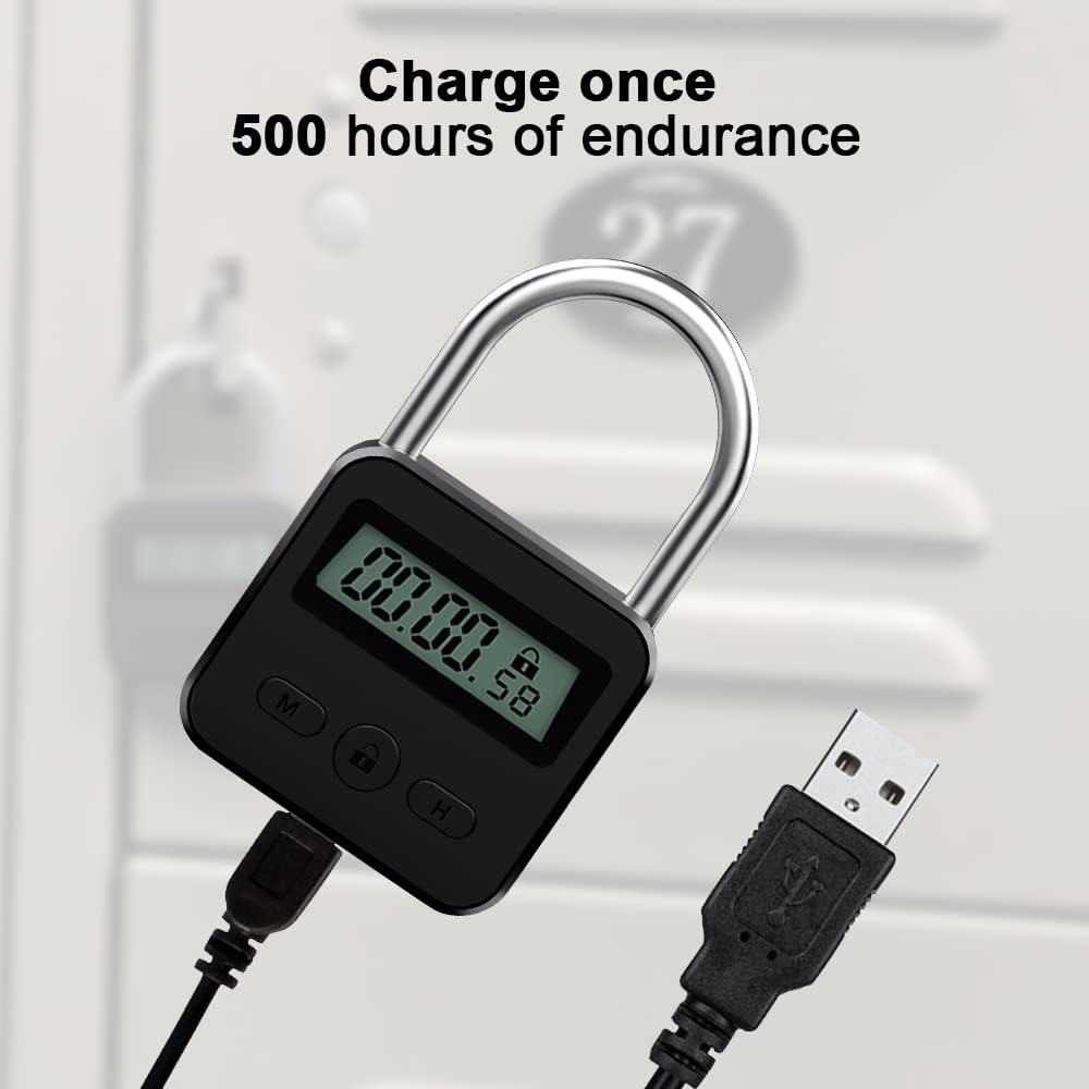Mizikuu Digitales Zeitschloss, Smart Time Lock Mit LCD-Display, USB Sicherheits-Vorhängeschloss, Hea