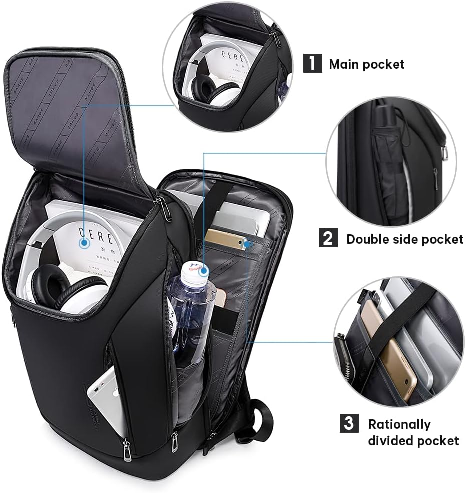 BANGE Business-Smart-Rucksack, wasserdicht, 39,6 cm (15,6 Zoll), Laptop-Rucksack mit USB-Ladeanschlu