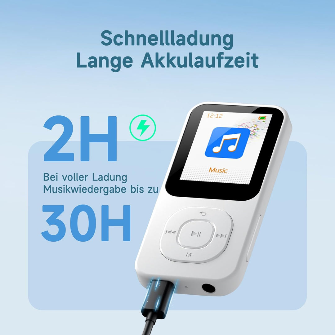 64GB MP3-Player mit Bluetooth 5.3, Tragbarer Musikplayer mit Lautsprecher, FM-Radio, Sprachrekorder,