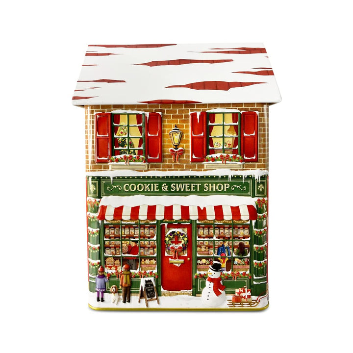 Blechdose in Form eines Stadthauses 'Winter Cookie & Sweet' Keksdose Deko Box Dose, ca. 14x7.5x21 cm