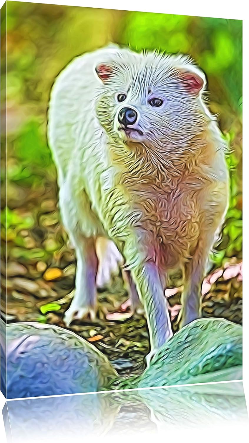 niedlicher Polarfuchs Deluxe Format: 100x70 cm auf Leinwand, XXL riesige Bilder fertig gerahmt mit K