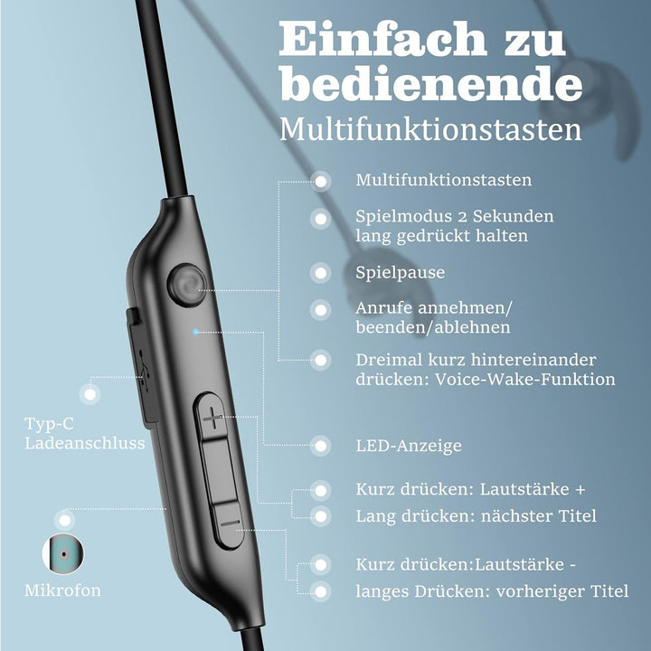 N1 Sport Bluetooth 5.2 Kopfhörer in Ear mit 100 Std, kopfhörer kabellos mit IPX6 Wasserdicht, Noise