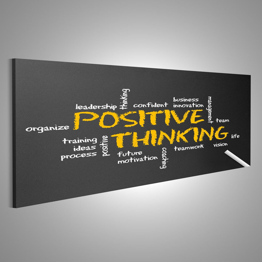 Bild auf Leinwand Dunkle Tafel mit Einer positiv denkenden Illustration. Wandbild Poster Leinwandbil