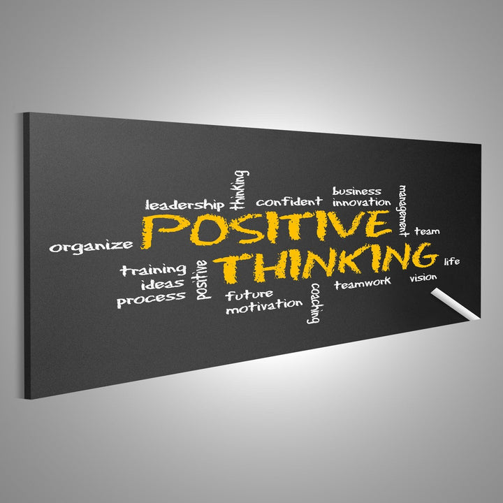 Bild auf Leinwand Dunkle Tafel mit Einer positiv denkenden Illustration. Wandbild Poster Leinwandbil