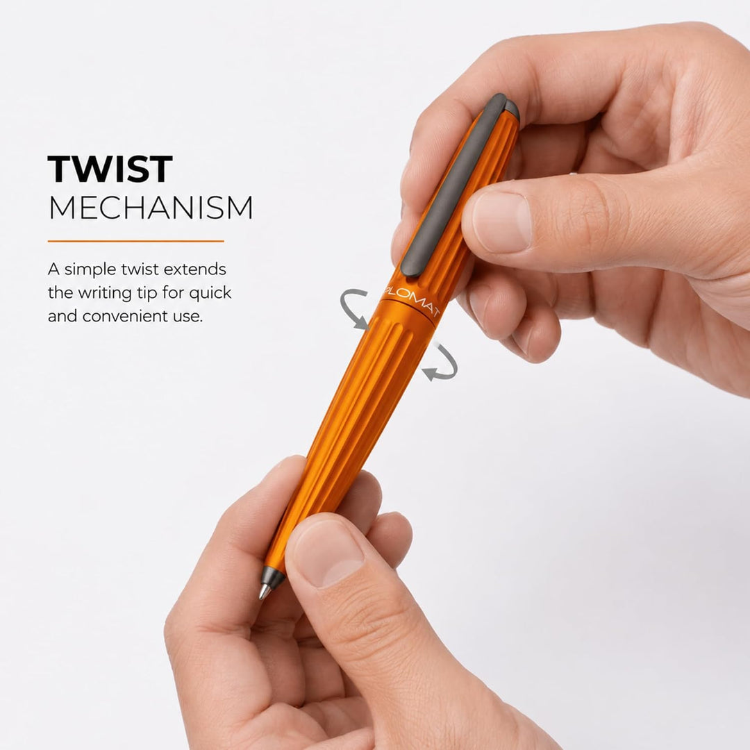 DIPLOMAT - Kugelschreiber Aero orange EasyFlow - Schick und elegant - Langlebig - 5-Jahre-Garantie -