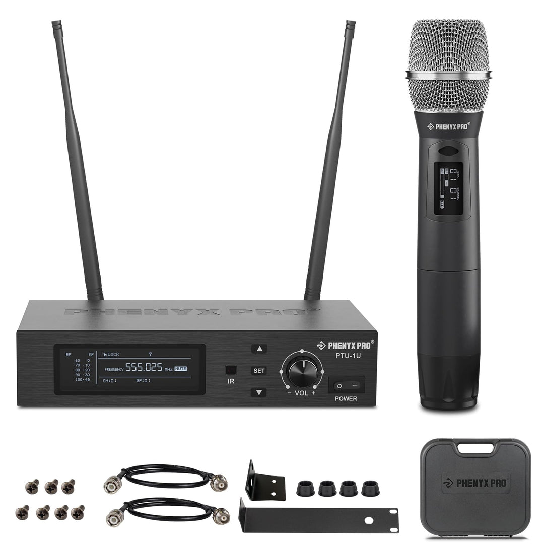 Phenyx Pro True Diversity Wireless Mikrofon System mit 1000 einstellbaren Kanälen, UHF professionell