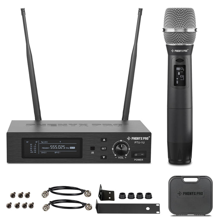 Phenyx Pro True Diversity Wireless Mikrofon System mit 1000 einstellbaren Kanälen, UHF professionell