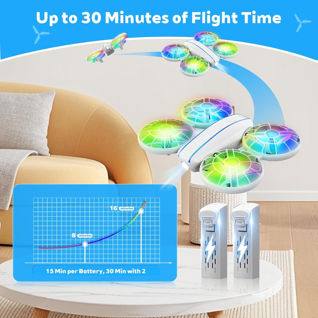 RC Drohne für Kinder und Anfänger, Mini Quadcopter mit LED-Lichtern und 3D-Flips, einfach zu fliegen