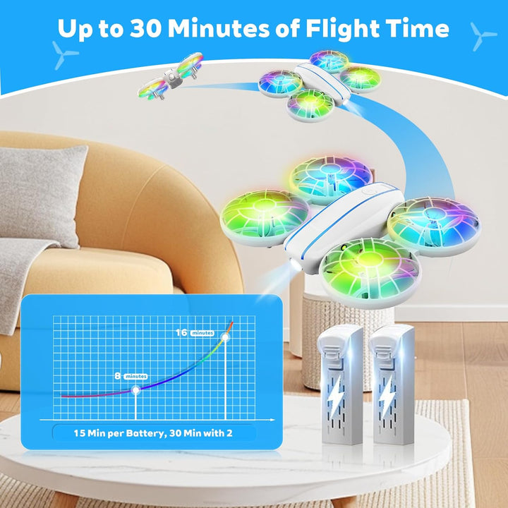 RC Drohne für Kinder und Anfänger, Mini Quadcopter mit LED-Lichtern und 3D-Flips, einfach zu fliegen