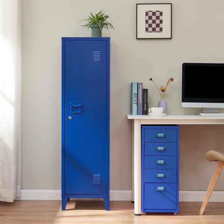 [en.casa] Einzelspind Kurikka Metallspind mit 2 Ablagen 137 x 38 x 38 cm abschliessbar Schliessfachs