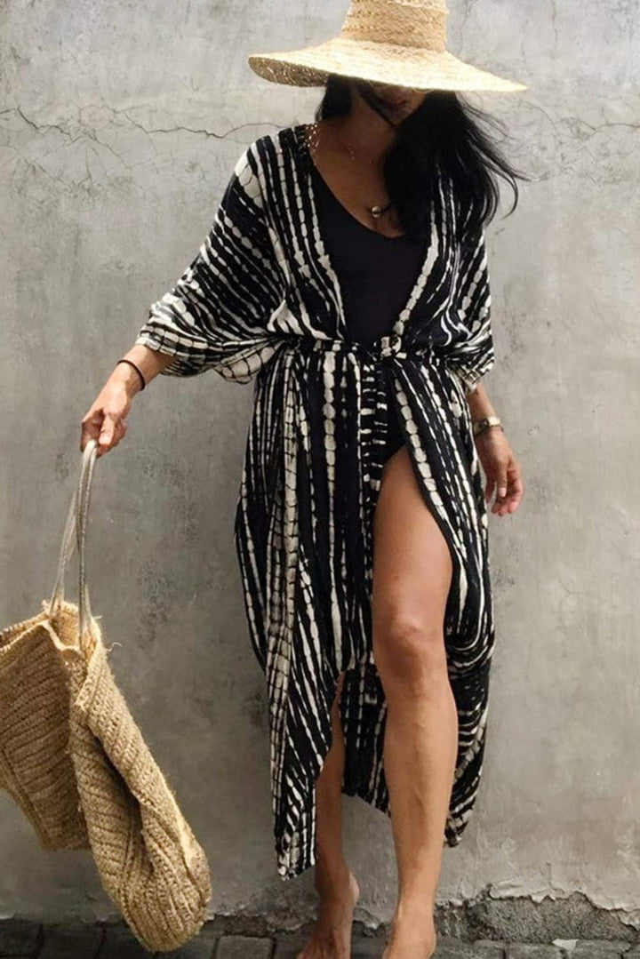 YouKD Böhmische Kimono-Langarm-Strickjacke Strand Badeanzug vertuschen Maxikleid für Frauen
