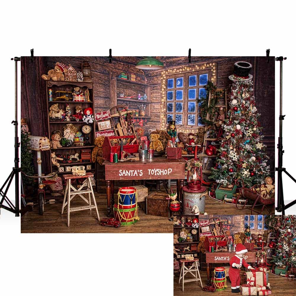 MEHOFOND 2,1 x 1,5 m Weihnachts hintergrund Weihnachts geschäft Toyshop Fotografie Hintergrund Vinta