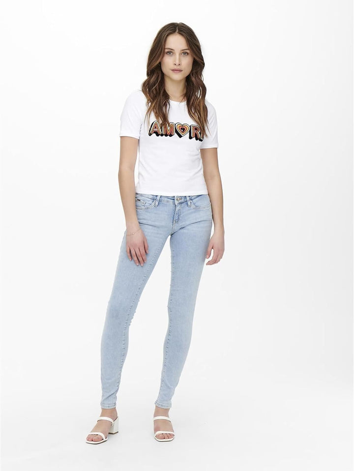 ONLY Damen Onlcoral Life Sl Sk Dnm Cro468 Jeans, Blue Denim, 33 EU