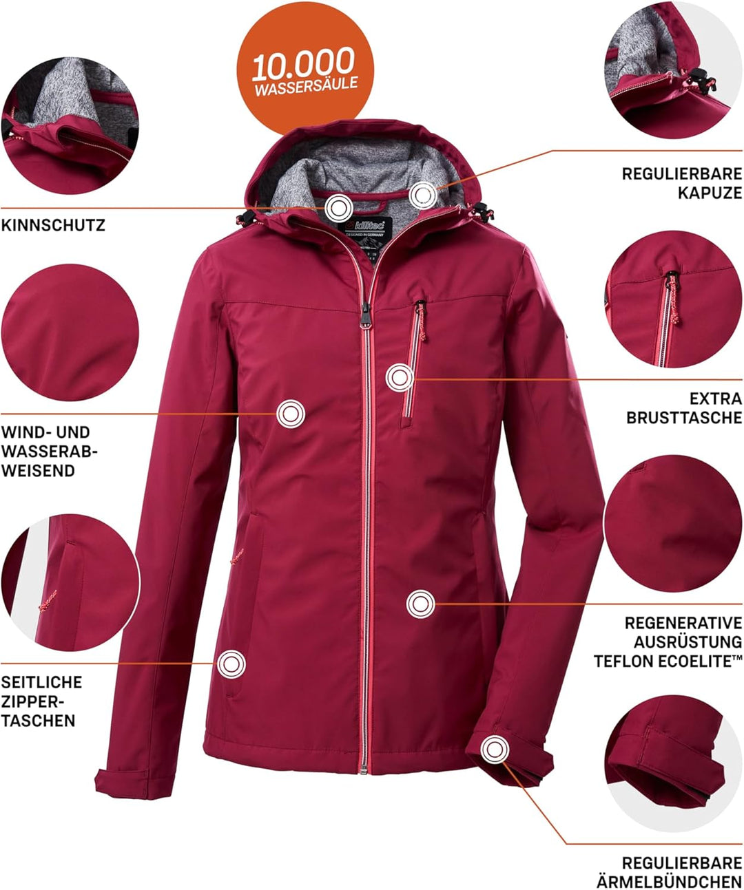 Killtec Damen Kos 89 Wmn Sftshll Jckt Softshelljacke/Outdoorjacke mit Kapuze, dunkelrose
