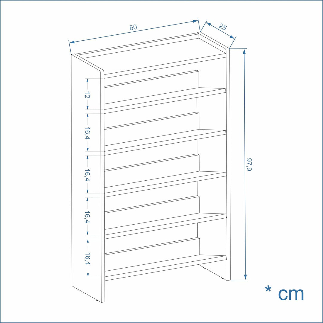 KOMTO Schuhregal Schmal - Schuhablage Flur mit 5 Ebenen Offener Schuhschrank Schuh Organizer Platzsp