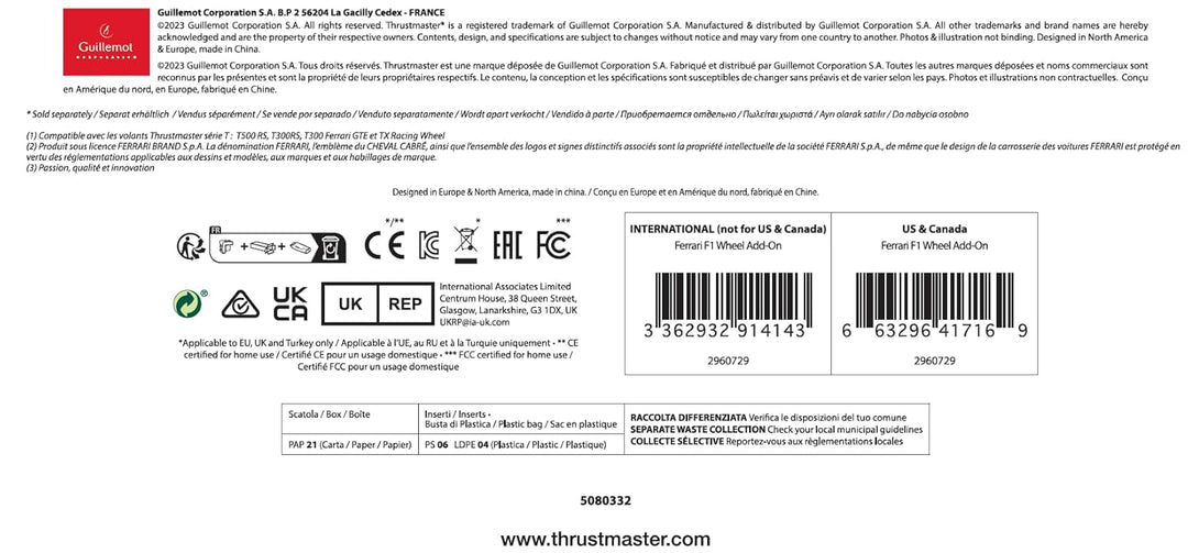 Thrustmaster F1 Wheel Add on für Playstation, Xbox und PC Ferrari F1 AddOn, Ferrari F1 AddOn