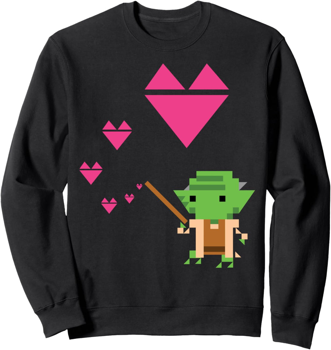Star Wars Yoda Pixel Pink Hearts Valentine's Sweatshirt