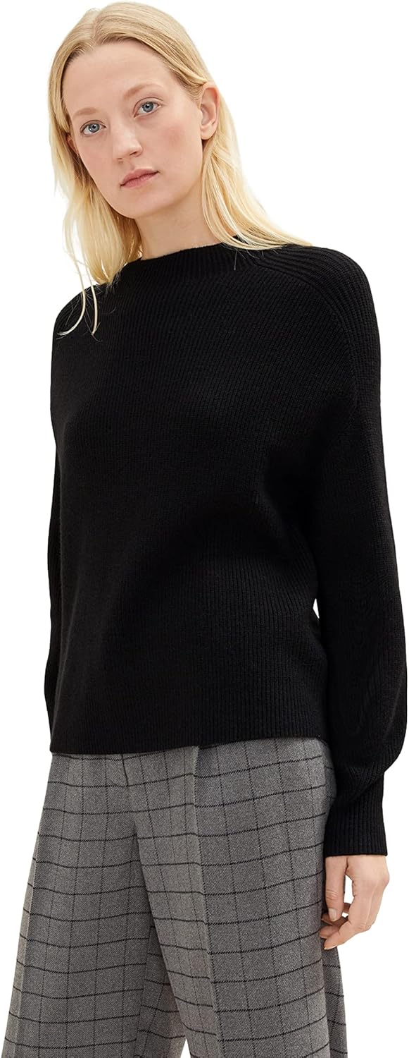 TOM TAILOR Damen Rollkragenpullover S 14482 - Deep Black, S 14482 - Deep Black