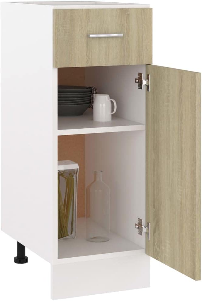 homiuse Schubunterschrank Sonoma-Eiche 30x46x81,5 cm Holz Kommode KüChenschrank Kommode Mit Schublad