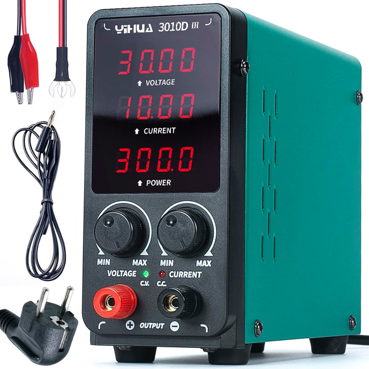 YIHUA 3010D-III DC Labor Netzteil 30 V 10A Regelbar Bench DC Labornetzgerät Regelbar mit Krokodilkle