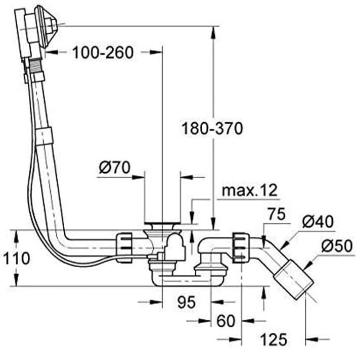GROHE Wannen Ab- und Überlaufgarnitur Talento 28939 Unterbau für Normalwannen 28939000, Silber Für n