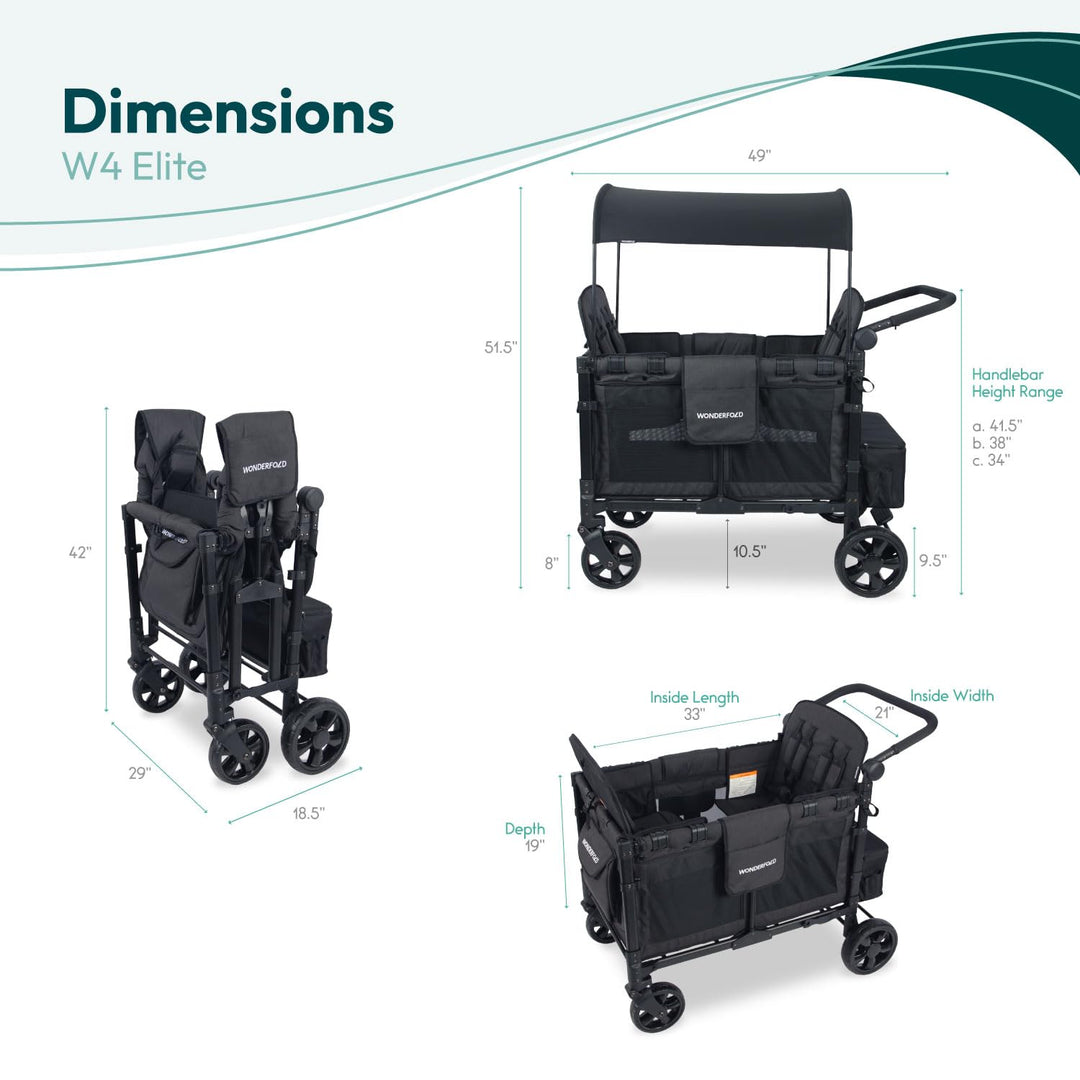 WonderFold W4 Elite Kinderwagen Wagon Volcanic Black