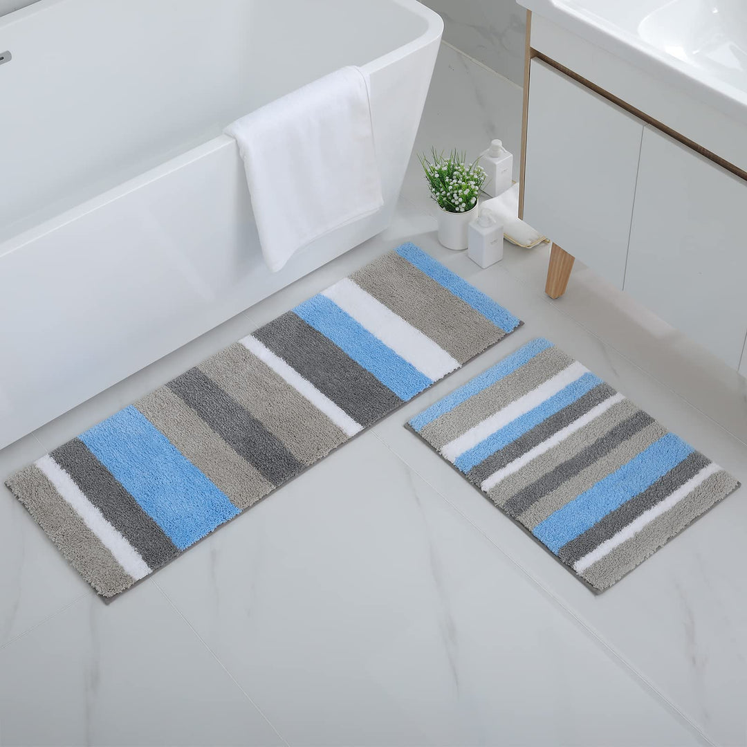 Homaxy rutschfest Badematten Set 2 teilig Mikrofaser Saugfähige Badteppich Set Weich Hochflor Badvor