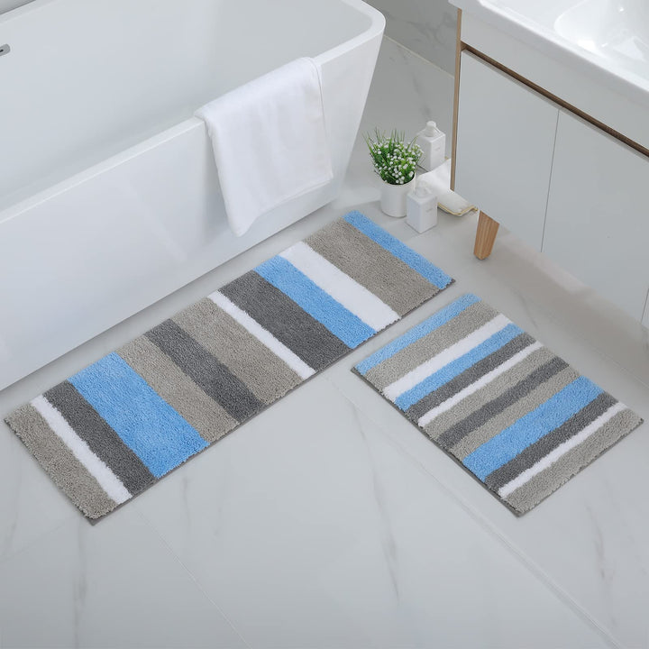 Homaxy rutschfest Badematten Set 2 teilig Mikrofaser Saugfähige Badteppich Set Weich Hochflor Badvor