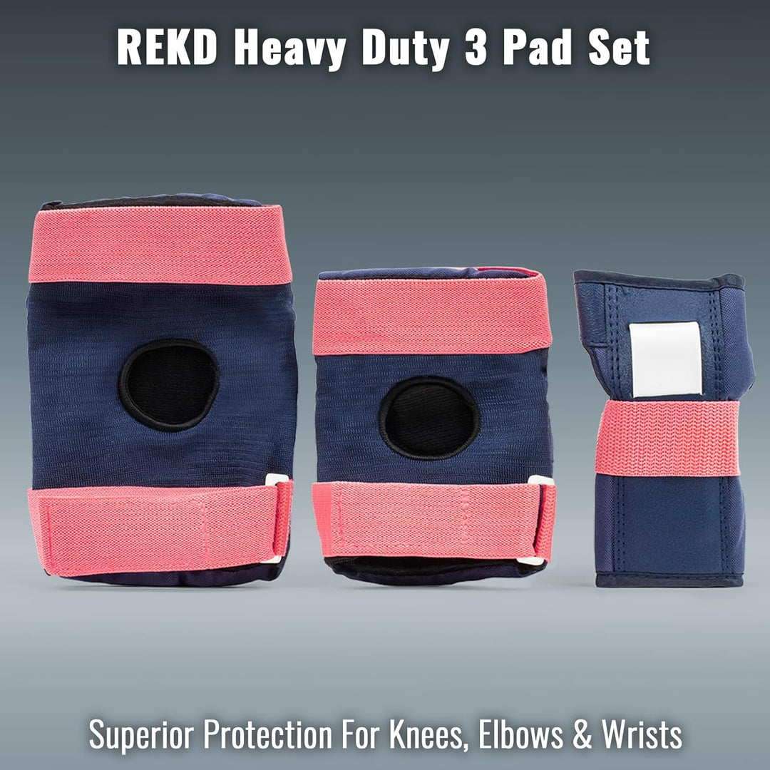 Rekd Heavy Duty Triple Pad Set Skateboard-Schutzset, Unisex, Erwachsene XS Blau / Rosa, XS Blau / Ro