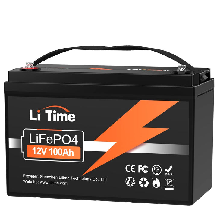 LiTime 12V 100Ah LiFePO4 Batterie, 1280Wh Lithium Akku mit 100A BMS, Max. 15000 Zyklen Ladezyklen, U
