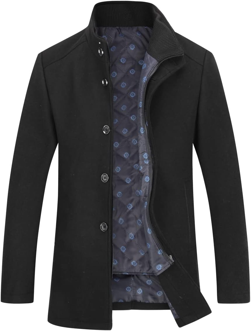 YOUTHUP Herren Mantel mit Winterweste Kurzer Wolle Wintermantel Winter Outdoor Dicker Wollmantel M S