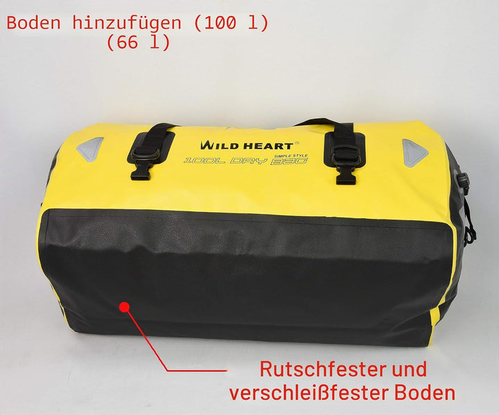 WILD HEART wasserdichte Reisetasche, 40 l 66 l, 100 l, mit verschweissten Nähten, Schultergurten, Ne