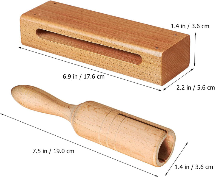 Vaguelly 2 Sätze Holz Orff Instrument Percussion Blöcke und Handtrommel mit Holzschlägeln Rhythmus H