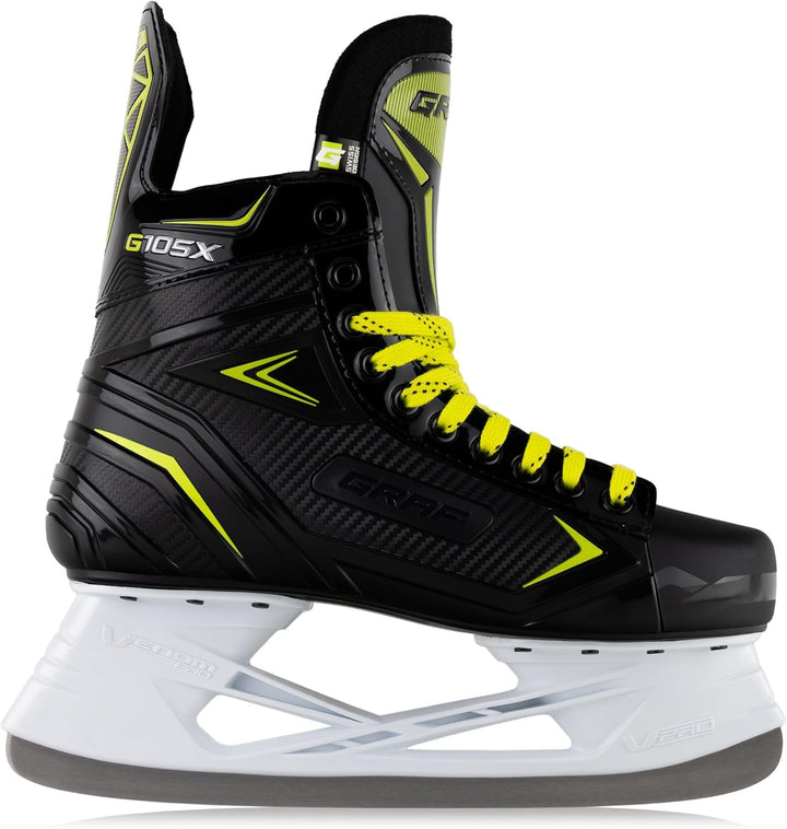 Graf Schlittschuhe G105X Schwarz Gelb Eishockey 43, 43