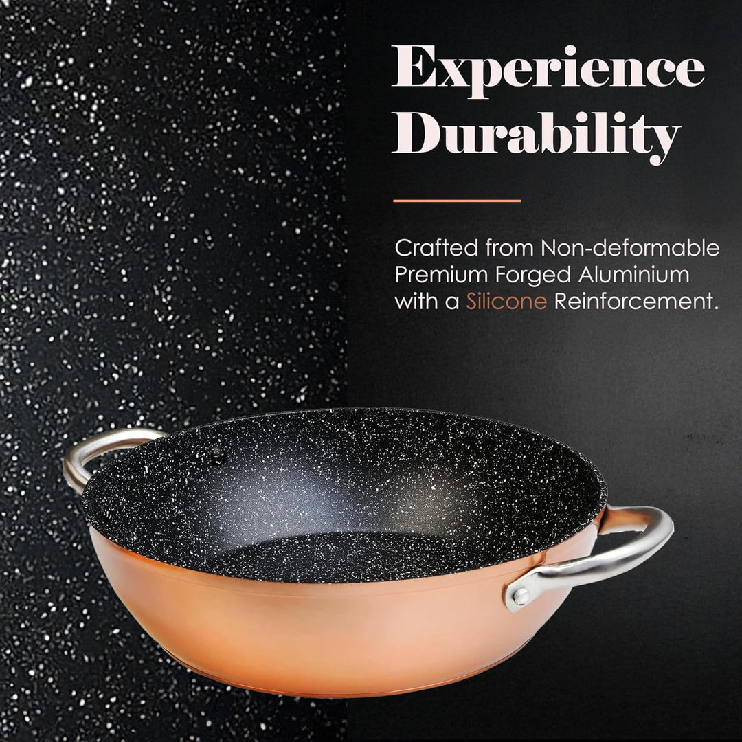 WECOOK! Professional Niedrige Kochtopf 24 cm Induktion, Ökologischer Antihaft-Stein ohne PFOA, Gesch