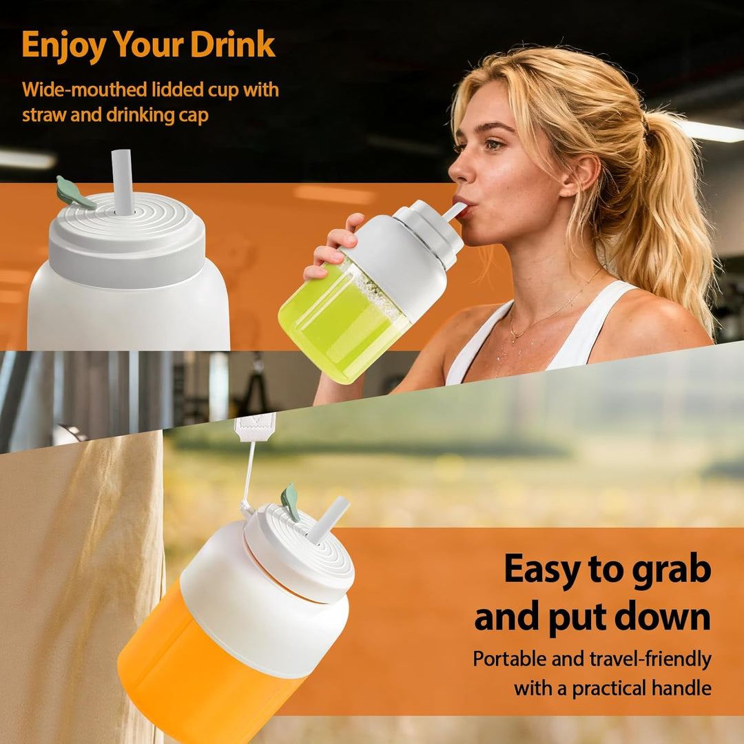 【Upgraded】Fine Life Pro Wiederaufladbarer Elektrischer Entsafter, 1200ML Tragbarer Mixer für Gemüse&