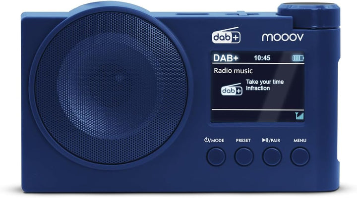 Mooov 477255 Dab+ und FM-Radio mit Bluetooth 5.0, Dual-Alarm, Farbdisplay, USB MP3, Akku bis zu 15 S
