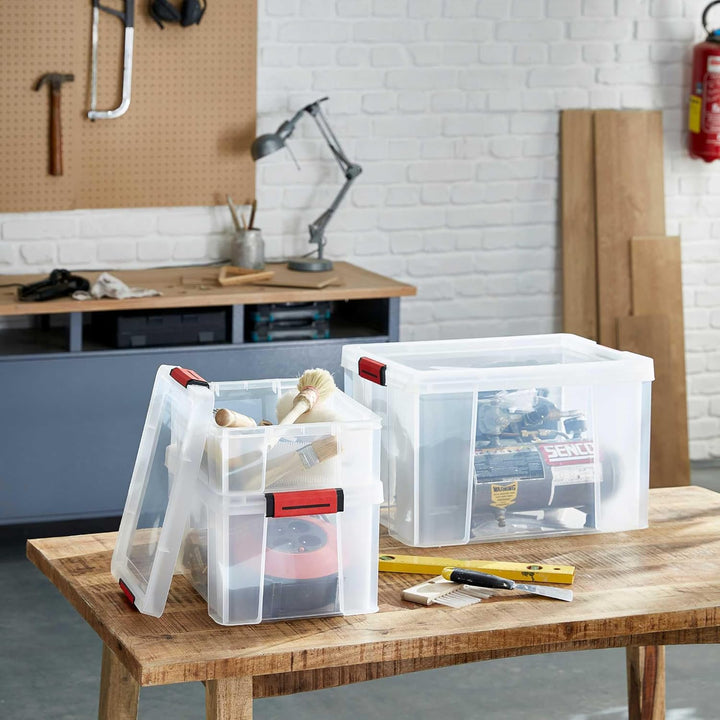 Sundis Behälter mit Deckel CLIP 'N STORE, 27L - Transparent mit Schnappdeckel, stapelbar, geeignet f