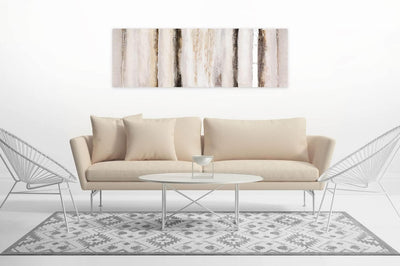 KunstLoft Leinwandbild | 100% HANDGEMALT | 150x50cm | Gemälde 'Vanilla Sky' | Abstrakt | Beige Braun