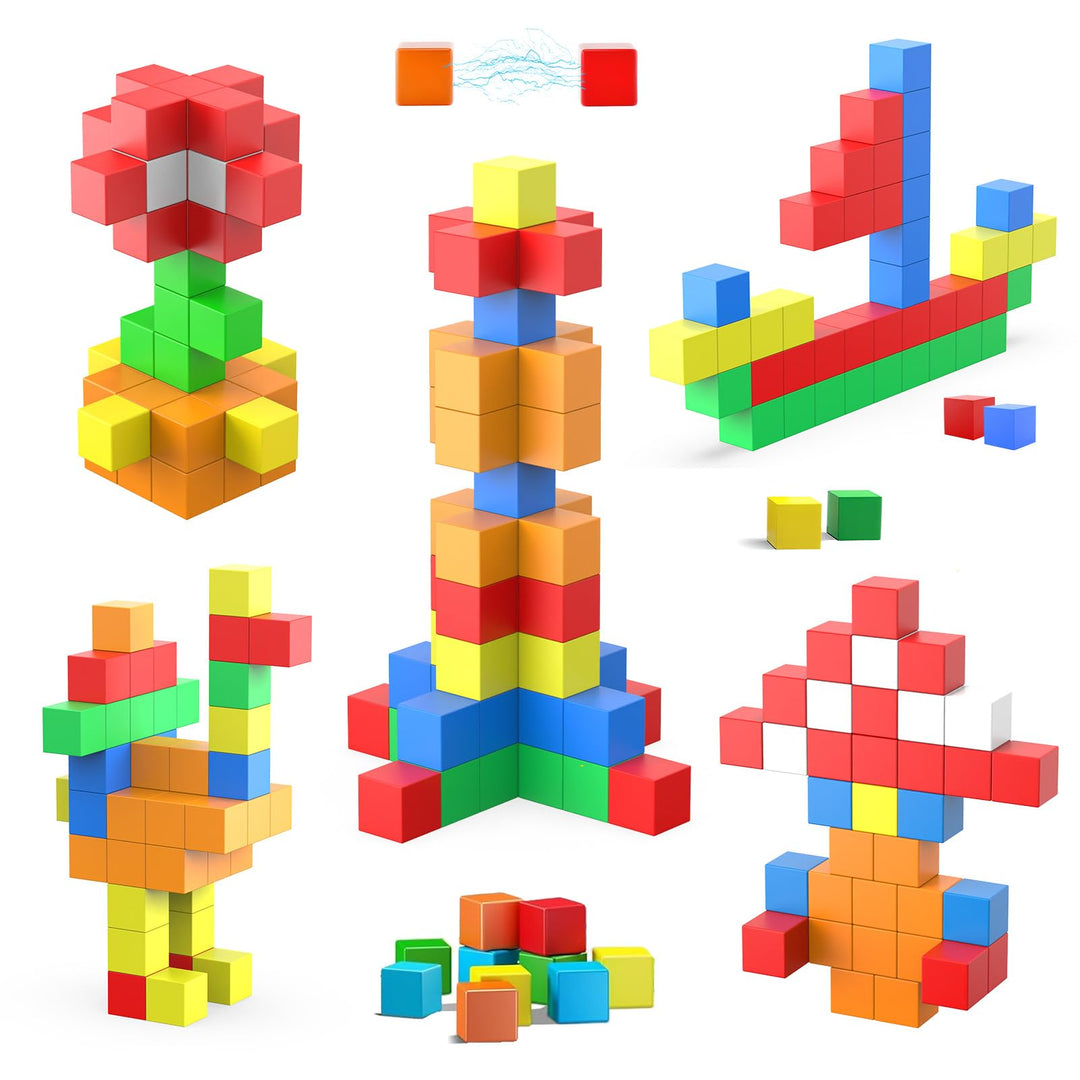 ASOK 48PCS Grosse Magnetwürfel Geschenk für 3 4 5 6 Jahre alte Jungen und Mädchen Magnetische Bauste