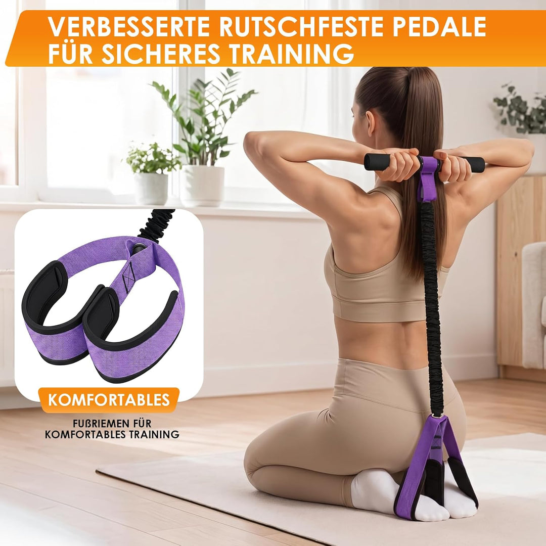 TOMSHOO Pedal Widerstandsbänder mit Griff, Multifunktions Bauchtrainer für Zuhause, Bodybuilding Exp