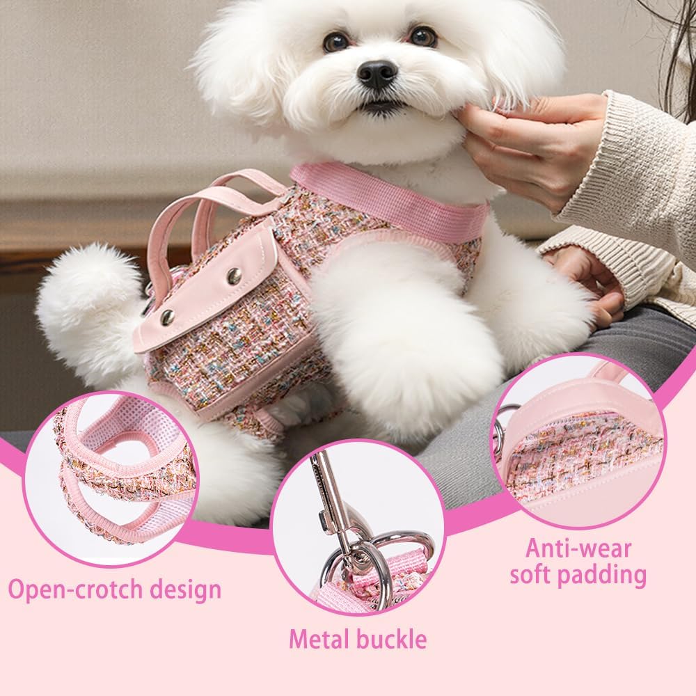 Haustier-Brustgurt mit Schultergurt, Kleine Hunde Katzen Quer-Rucksacke mit Magnetischen 2 Taschen,