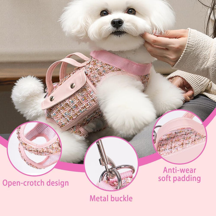 Haustier-Brustgurt mit Schultergurt, Kleine Hunde Katzen Quer-Rucksacke mit Magnetischen 2 Taschen,
