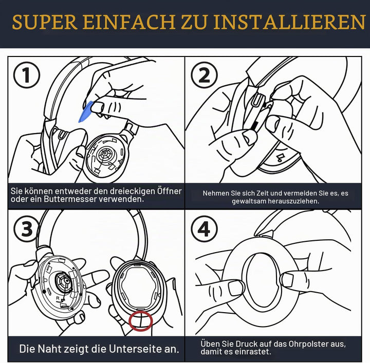 SOULWIT Kühlgel Ersatzpolster Ersatz Ohrpolster für Sony WH-H910N h.Ear on 3 Wireless Geräuschunterd
