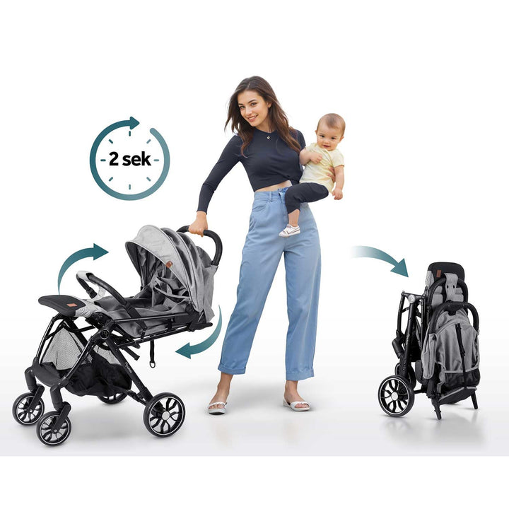 Nukido Kinder Wagen Kinderwagen Babywagen Bis 15 kg Grosse Räder Sitzbuggy Buggy Zusammenklappbar Ha
