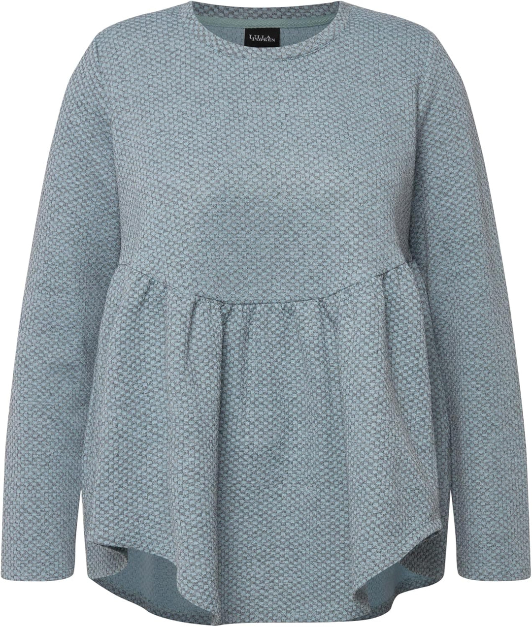 Ulla Popken Damen Struktursweatshirt mit Volant, A-line T-Shirt 50-52 Blau, 50-52 Blau